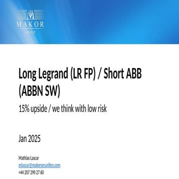 Long  Legrand / short ABB idea for long / short investors