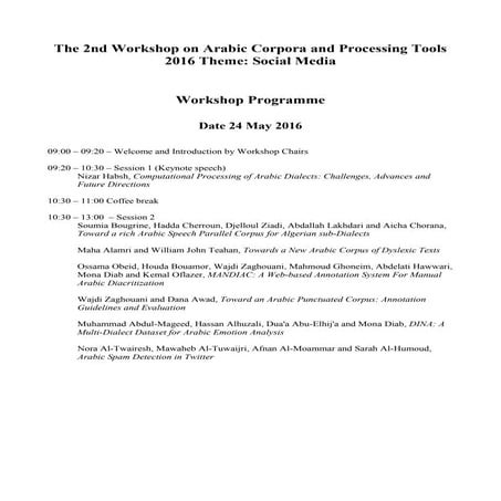 OSACT2 LREC 2016 workshop proceedings