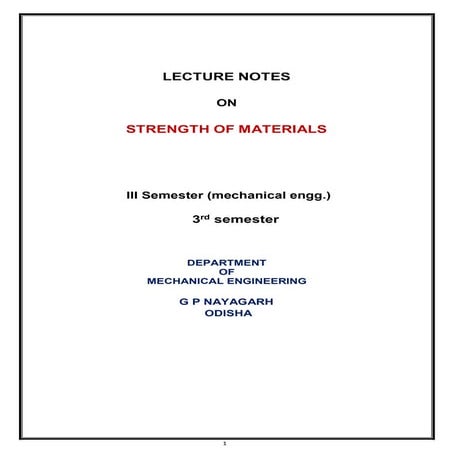 strength of materials notes and syllabus