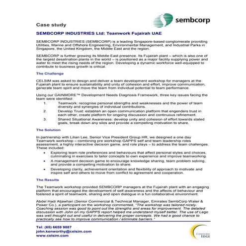 Sembcorp teamwork fujairah uae