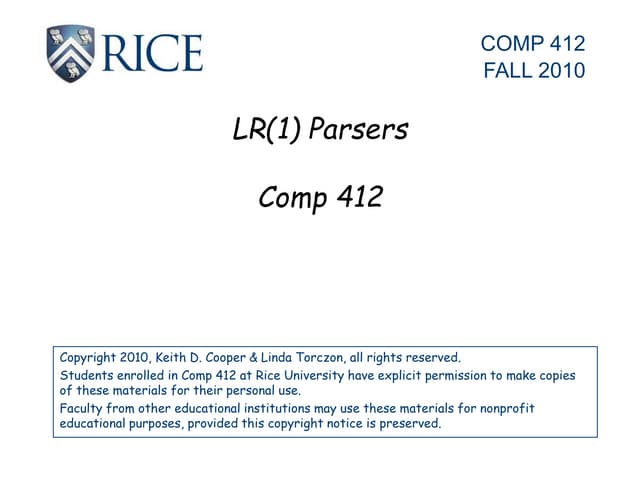 Lr Parser Compiler How To Compiler Lr1 Ll1 Ppt Lr Parser Compiler How To Compiler Lr1 Ll1 Ppt
