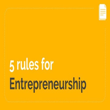 5 rules for entrepreneurship 