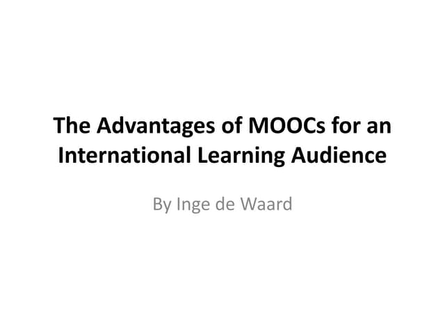 MOOC benefits for international learners - an overview