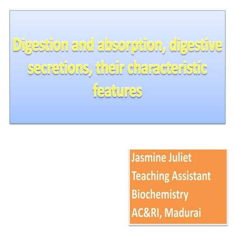 Digestion absorptiondigestive secretions