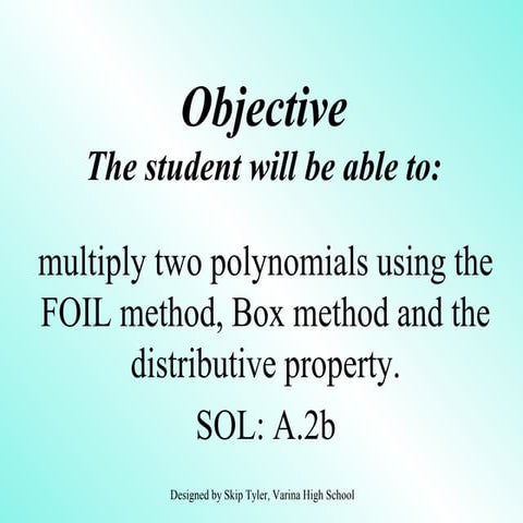 Multiplying polynomials powerpoint