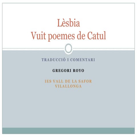 Lèsbia. vuit poemes de catul