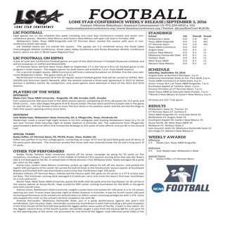 LSC Football Weekly Release (09/05/16)
