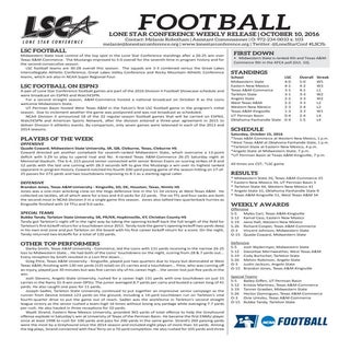 LSC Football Weekly Release (10/10/16)