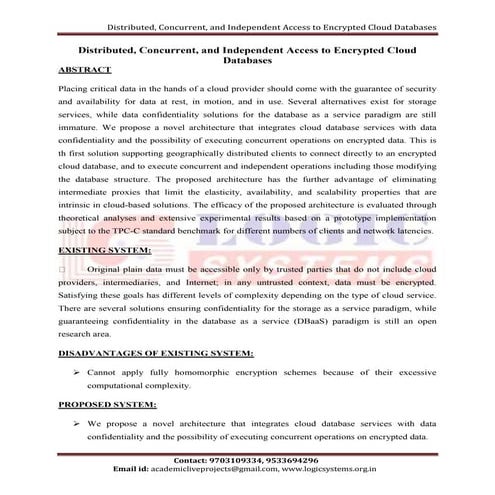 distributed, concurrent, and independent access to encrypted cloud databases