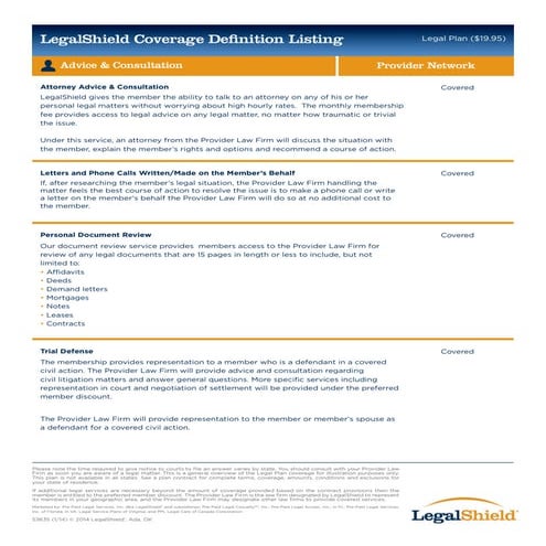 LegalShield Plan Fact Sheet | PDF