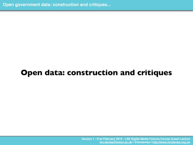 Lse   open data construction and critiques