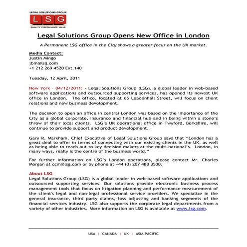 Lsg london office_release-apr-11