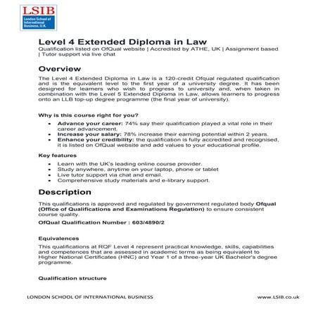 Level 4 Extended Diploma in Law