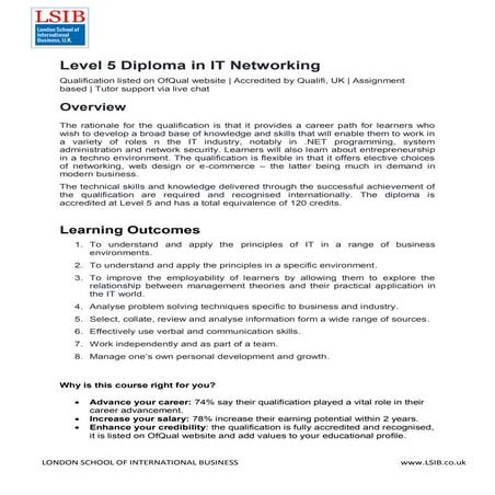 Level 5 Diploma in IT Networking
