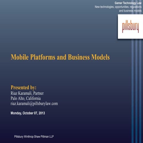 Mobile Games Revenue Models Presentation at Gamer Tech Law conf. oct 2013