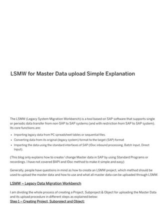 Lsmw for master data upload simple explanation