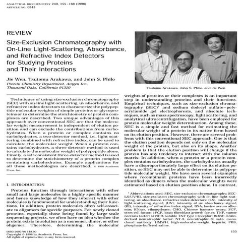 Size-Exclusion Chromatography with On-Line Light-Scattering, Absorbance, and ...