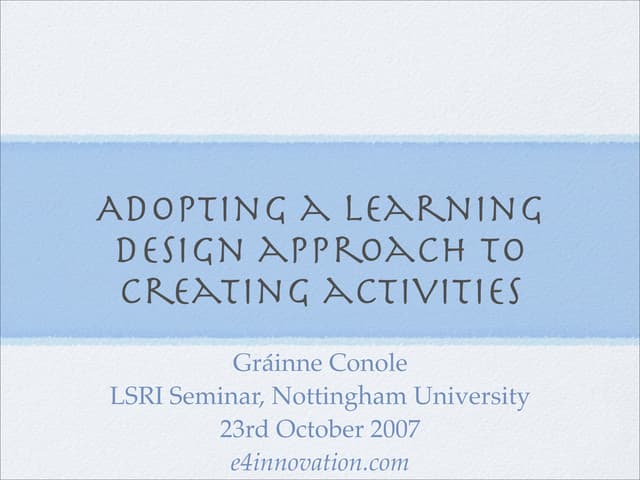 LSRI Seminar Nottingham