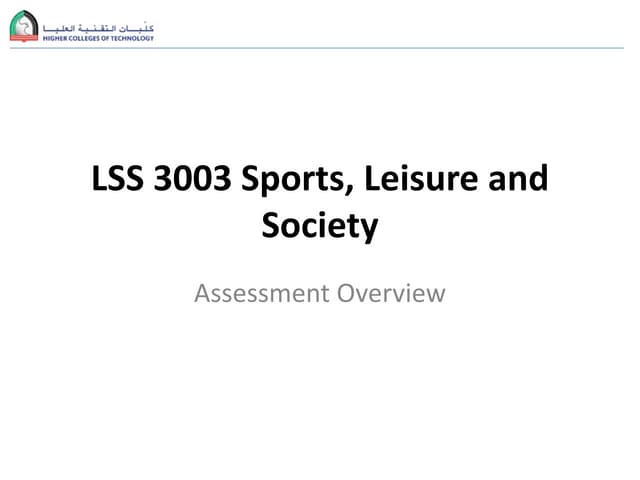 Lss 3003 assessment overview