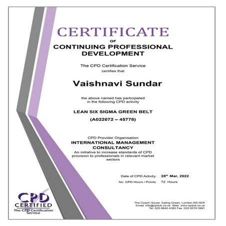 CPD Lean Six Sigma Green Belt