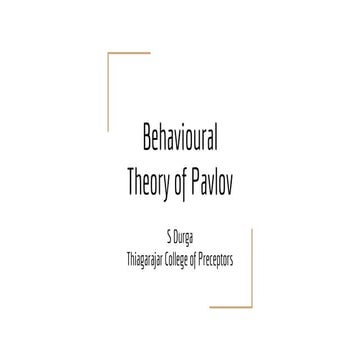 BEHAVIOURAL THEORY OF PAVLOV