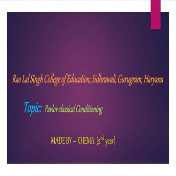 CLASSICAL CONDITIONING THEORY