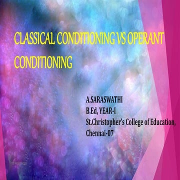 CLASSICAL CONDITIONING VS OPERANT CONDITIONING