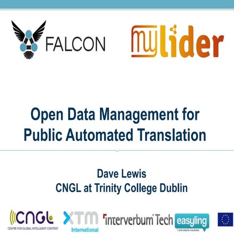 Open Data Management for Public Automated Translation