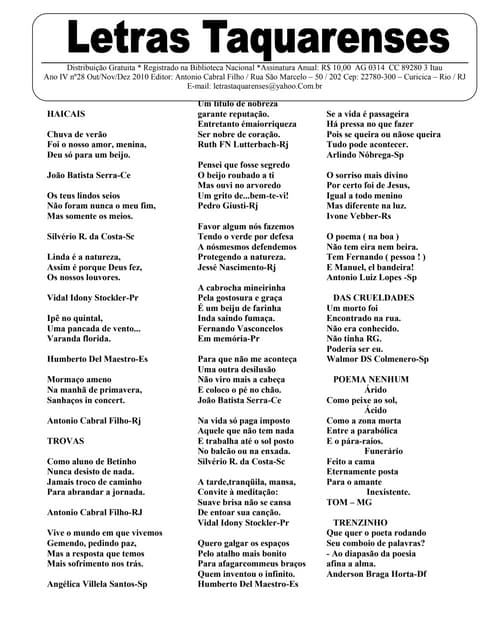 Letras Taquarenses Nª 28 * Antonio ...