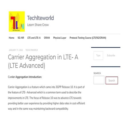 LTE Carrier Aggregation protocol stack and its functionalities