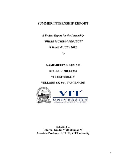 L&T B&F IC SUMMER INTERNSHIP REPORT BIHAR MUSEUM PROJECT