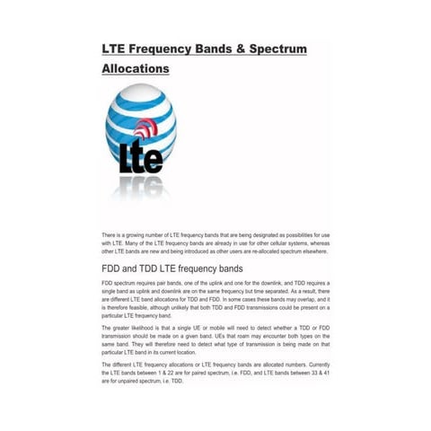 Lte frequency bands | PPT