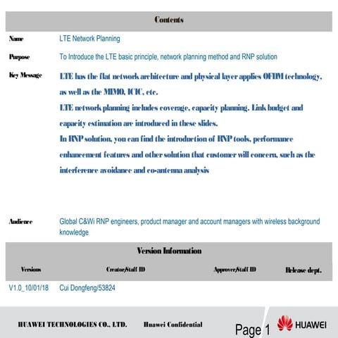 Lte network planning huawei technologies