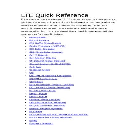 Lte quick reference ------159
