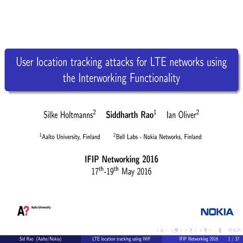 User location tracking attacks for LTE networks using the Interworking Functi...
