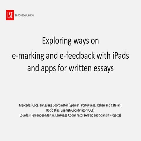 E-Marking & E-Feedback with iPads and Apps