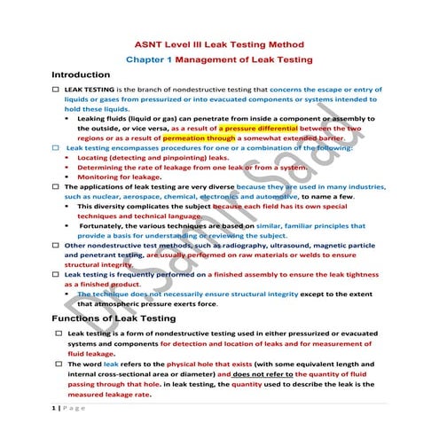 ASNT Leak Testing (LT) Level III Notes-Dr. Samir Saad