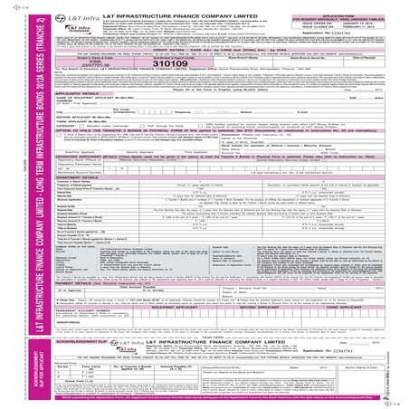 L&t long term infrastructure bond tranche 2 application form 2012