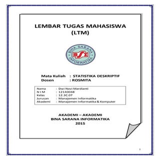 LTM Statistika Deskriptif Pertemuan 1