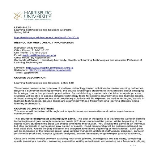 LTMS 510 Multiplayer Classroom Syllabus