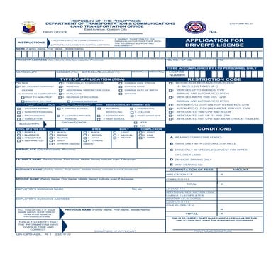 LTO Application for Drivers License
