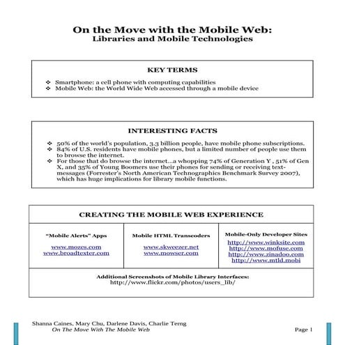Libraries and Mobile Web Handout