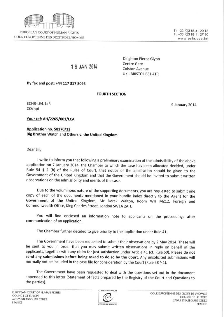 letter from european court of human rights to privacy not prism human rights cover letter