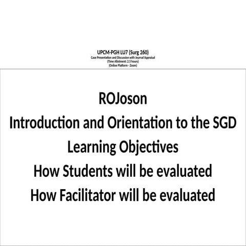 ROJoson Orientation and Introduction - UPCM-PGH LU7 SGD - 2025