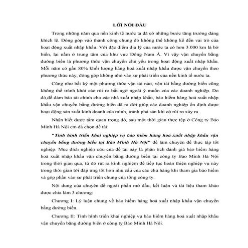 nghiệp vụ bảo hiểm hàng hoá xuất nhập khẩu bằng đường biển