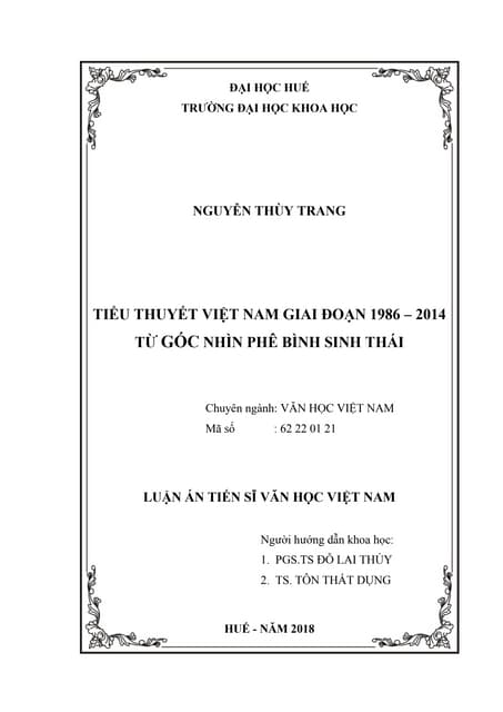 Luận án: Tiểu thuyết Việt Nam từ góc nhìn phê bình sinh thái, HAY