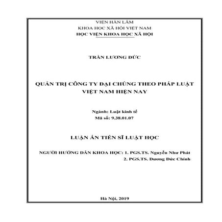 Luận án: Quản trị công ty đại chúng theo pháp luật hiện nay, HAY