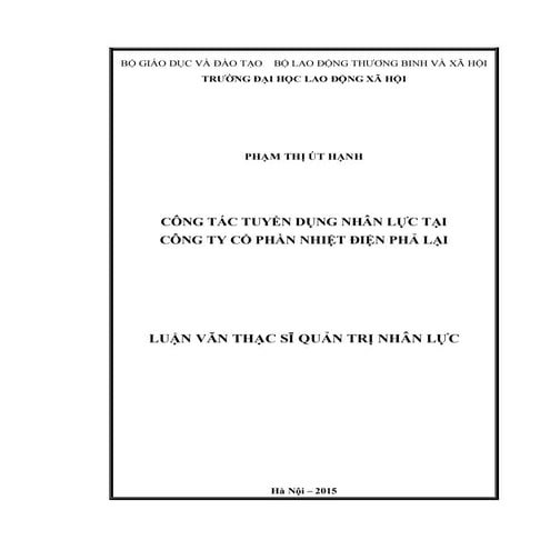 Luận văn: Công tác tuyển dụng nhân lực tại Công ty Nhiệt điện, 9đ