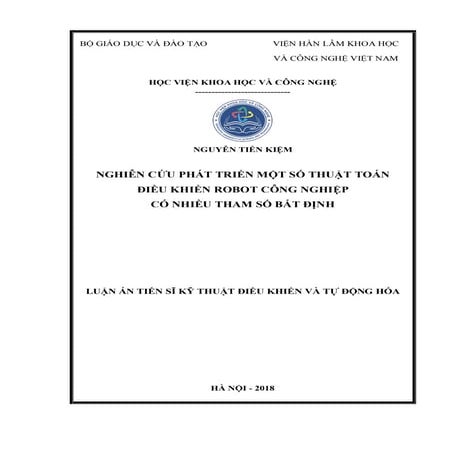Thuật toán điều khển rô bốt công nghiệp có nhiều tham số bất định