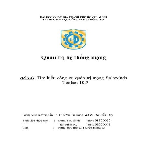 Đề tài: Tìm hiểu công cụ quản trị mạng Solawinds Toolset 10.7 - Gửi miễn phí ...